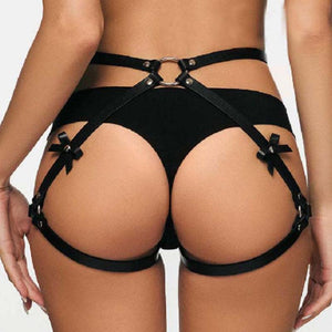 BDSM Bondage Faux Leather Garter Belt with Cuffs