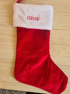Personalised Christmas Stocking Santa Sock Sack Gift With Embroidery First Name