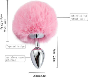 Pink Bunny Butt Plug Tail Faux Fur Fluffy Tail Rabbit Tail for Anal Plug Sexy Butt Plug Tail Anal Sex Plug Cosplay Adult Toys
