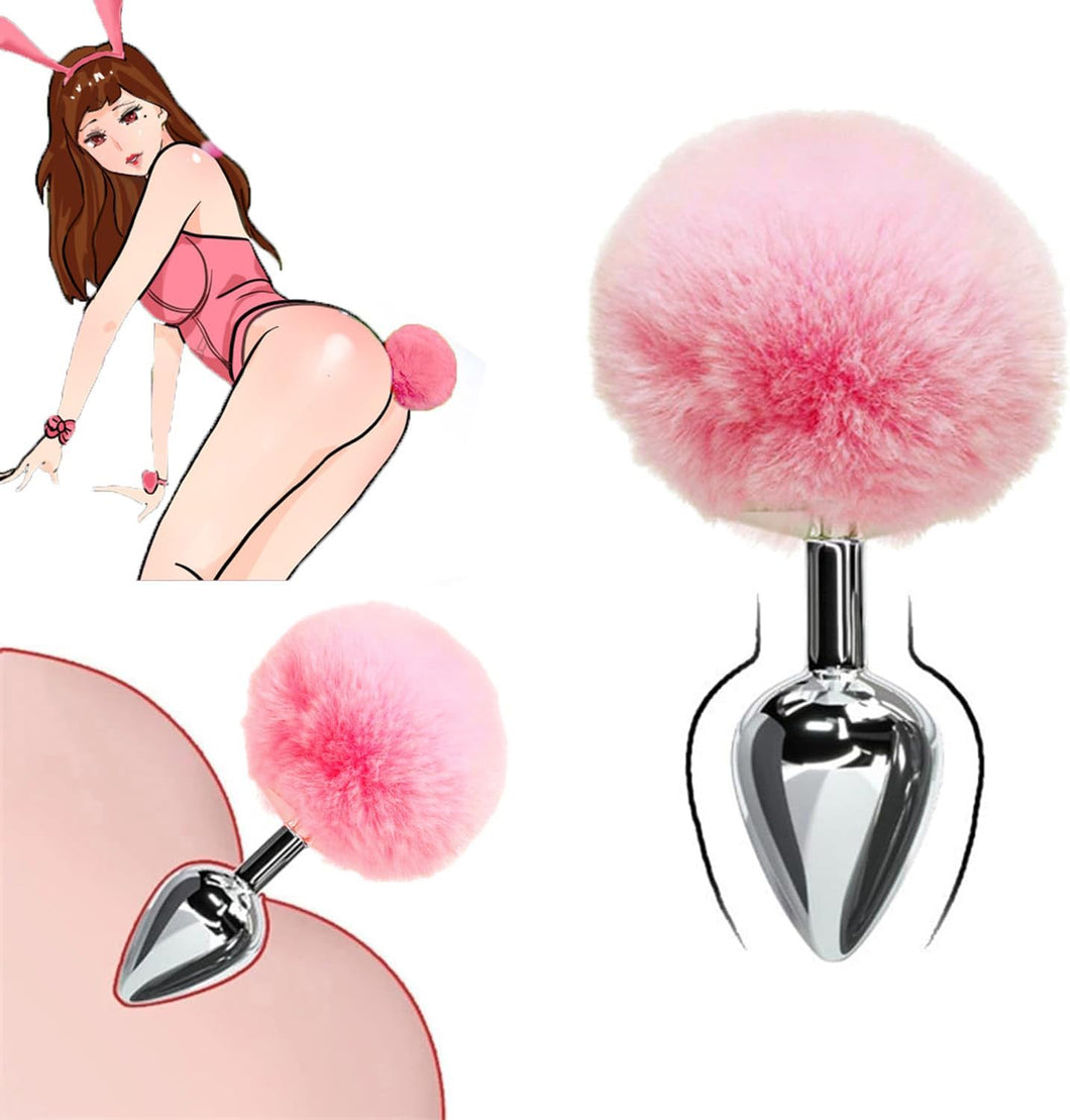 Pink Bunny Butt Plug Tail Faux Fur Fluffy Tail Rabbit Tail for Anal Plug Sexy Butt Plug Tail Anal Sex Plug Cosplay Adult Toys
