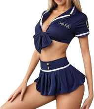 Sexy Police Cosplay for Women Sets 2 Pieces Anime Outfits Officer Airline Stewardess Costume Uniform for Halloween