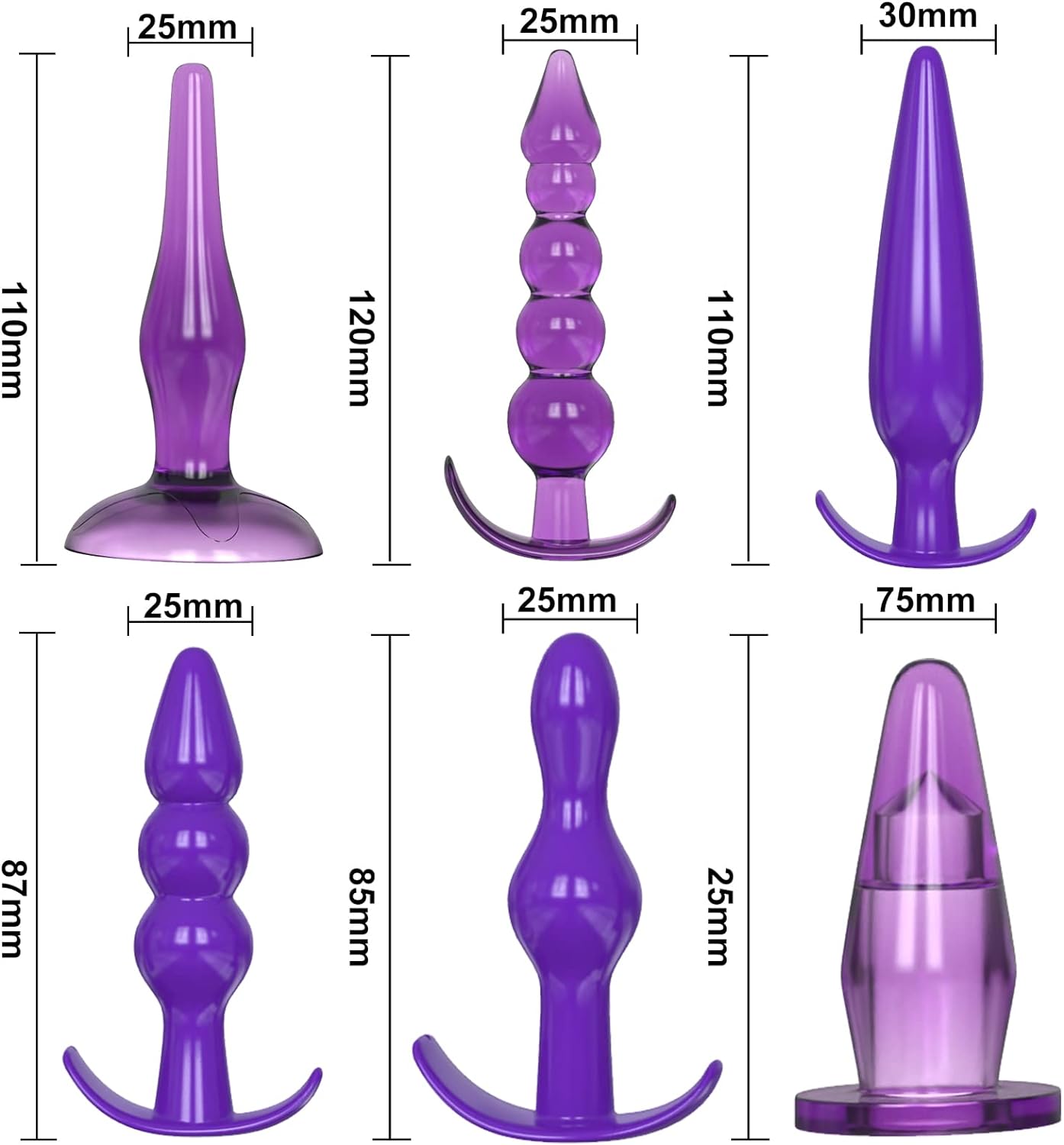 Beginner Butt Plug Anal Trainer Set, 6 Pcs Butt Plug Training Kit LuxiLinge Beginner Butt Plug Anal Trainer Set, 6 Pcs Butt Plug Training Kit LuxiLinge