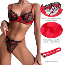 The Floral - 2 Pieces Lingerie Set with Floral Embroidered Underwire Bra and G-String Naughty Lace