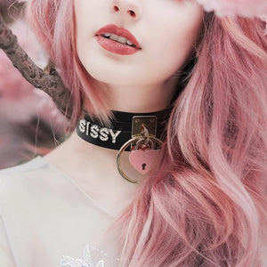 Black Choker Faux Bondage baby Girl CUM Daddy Sissy Necklace Collar