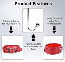 Metal Anal Hook with Adjustable Leather Collar & Bondage Strap Restraints Set,Stainless Steel Anal Plug with BDSM Harness Sex Collar, Adult Bondaged Restraint Kit for Men or Women Bedroom Fun