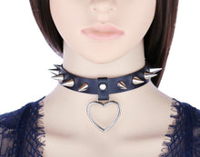 Studded Collar Adjustable with Heart Pendant
