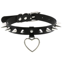 Studded Collar Adjustable with Heart Pendant
