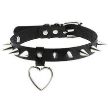 Studded Collar Adjustable with Heart Pendant