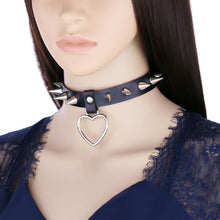 Studded Collar Adjustable with Heart Pendant
