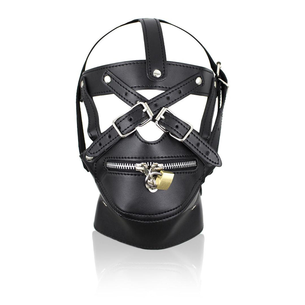 BDSM Bondage Face Mask Zipper Gimp Mask Fetish Restraint Adjustable