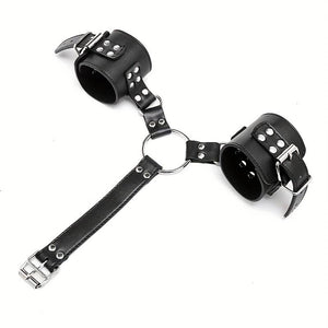 Faux Harness Collar and back restraint handcuffs BDSM BONDAGE