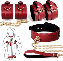 BDSM Bed Bondage Restraints Kit Sex Toys for Couples Set, Fetish Adjustable Leather Hand &amp; Ankle Cuffs Choker with Leash Set Adult Toys SM for Couples, Adult Beginner Gear &amp; Accessories Bondages Rope