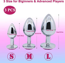 3 PCS Butt Plug, Stainless Steel Anal Plug in 3 Sizes, Anal Sex Toys for Men Women, Non-Slip Butt Plug Set Washable Rustproof for Gay Couples (7cm 8.2cm 9cm)