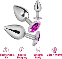 3 PCS Butt Plug, Stainless Steel Anal Plug in 3 Sizes, Anal Sex Toys for Men Women, Non-Slip Butt Plug Set Washable Rustproof for Gay Couples (7cm 8.2cm 9cm)