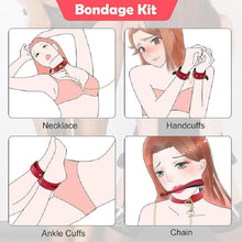 BDSM Bed Bondage Restraints Kit Sex Toys for Couples Set, Fetish Adjustable Leather Hand &amp; Ankle Cuffs Choker with Leash Set Adult Toys SM for Couples, Adult Beginner Gear &amp; Accessories Bondages Rope