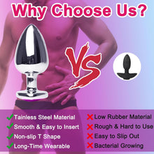 3 PCS Butt Plug, Stainless Steel Anal Plug in 3 Sizes, Anal Sex Toys for Men Women, Non-Slip Butt Plug Set Washable Rustproof for Gay Couples (7cm 8.2cm 9cm)