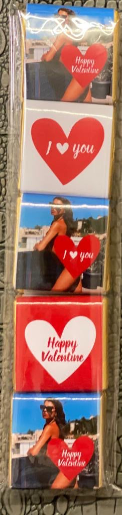 10 pack of personalised photo / name Valentines Love You Theme Chocolates