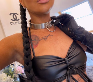 Stainless Steel Neck Collar Bondage BDSM Restraints Pressing Lock with Keys