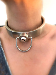 Stainless Steel Neck Collar Bondage BDSM Restraints Pressing Lock with Keys
