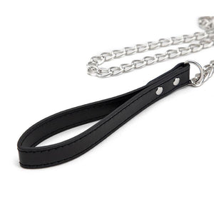 Kinky Fantasy Black Bondage Collar with Leash - BC02