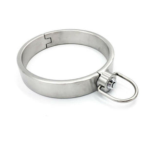 Stainless Steel Neck Collar Bondage BDSM Restraints Pressing Lock with Keys