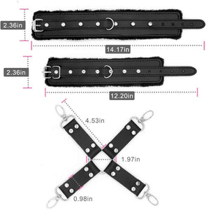 Hog Tie Leg Ankle Wrist Cuffs Bondage Restraints Set Kit Cuff Faux Unisex