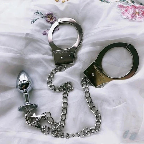 BDSM Butt Anal Plug with Handcuffs