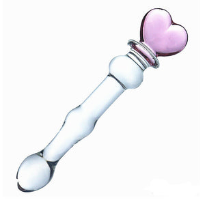 Unisex Anal or Vaginal Glass Dildo with pink shapes