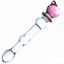 Unisex Anal or Vaginal Glass Dildo with pink shapes