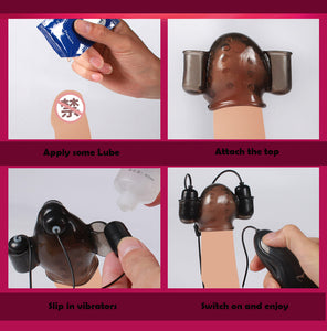 Mens Masturbator Penis Sheath Vibrator Multi Speed