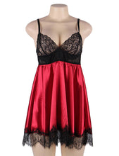 The R809 Eyelash Plus Size Satin Feel Babydoll with Lace Blindfold