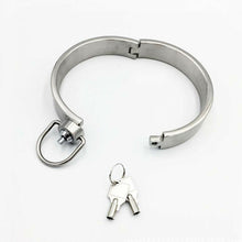 Stainless Steel Neck Collar Bondage BDSM Restraints Pressing Lock with Keys