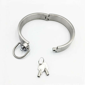Stainless Steel Neck Collar Bondage BDSM Restraints Pressing Lock with Keys