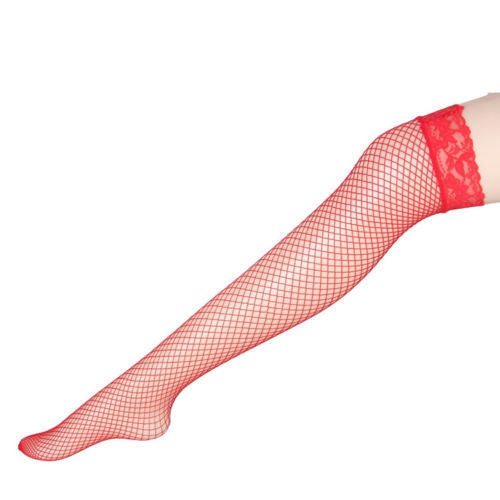 Red Fishnet Stockings One Size